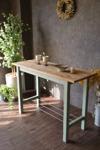 シャビーシック 古材板と流木のテーブル